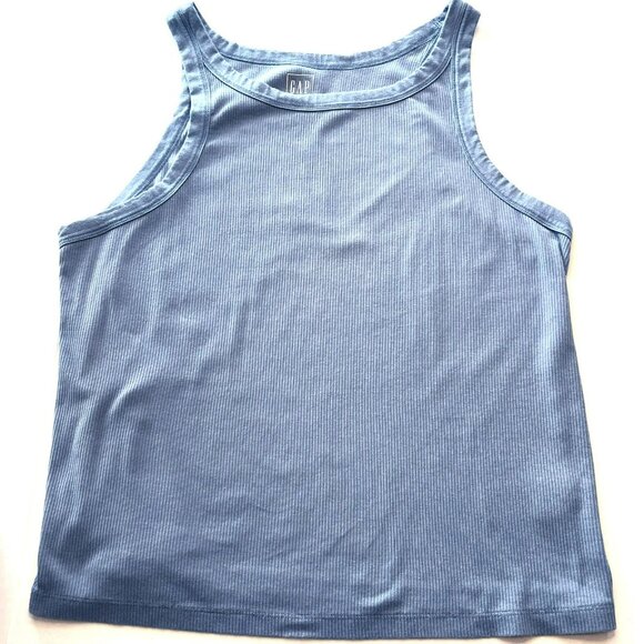 Lot of 2 Gap Rib Tank Tops XXL Stretch Bicoastal Blue Classic China Blue - Picture 6 of 11